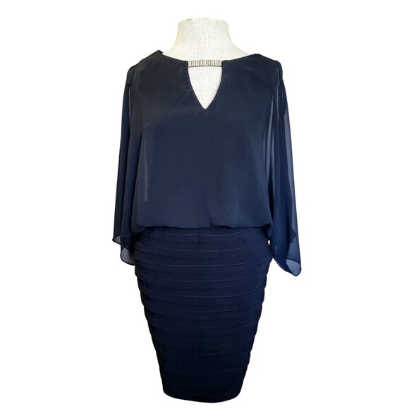 Cache Cocktail Dress Womens Small Sheer Chiffon Bodice Cold Shoulder Formal - Picture 1 of 9